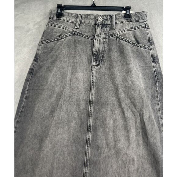 Free People Come As You Are Denim Maxi Skirt Mid Rise Cotton Size 2 Grey - Picture 5 of 11